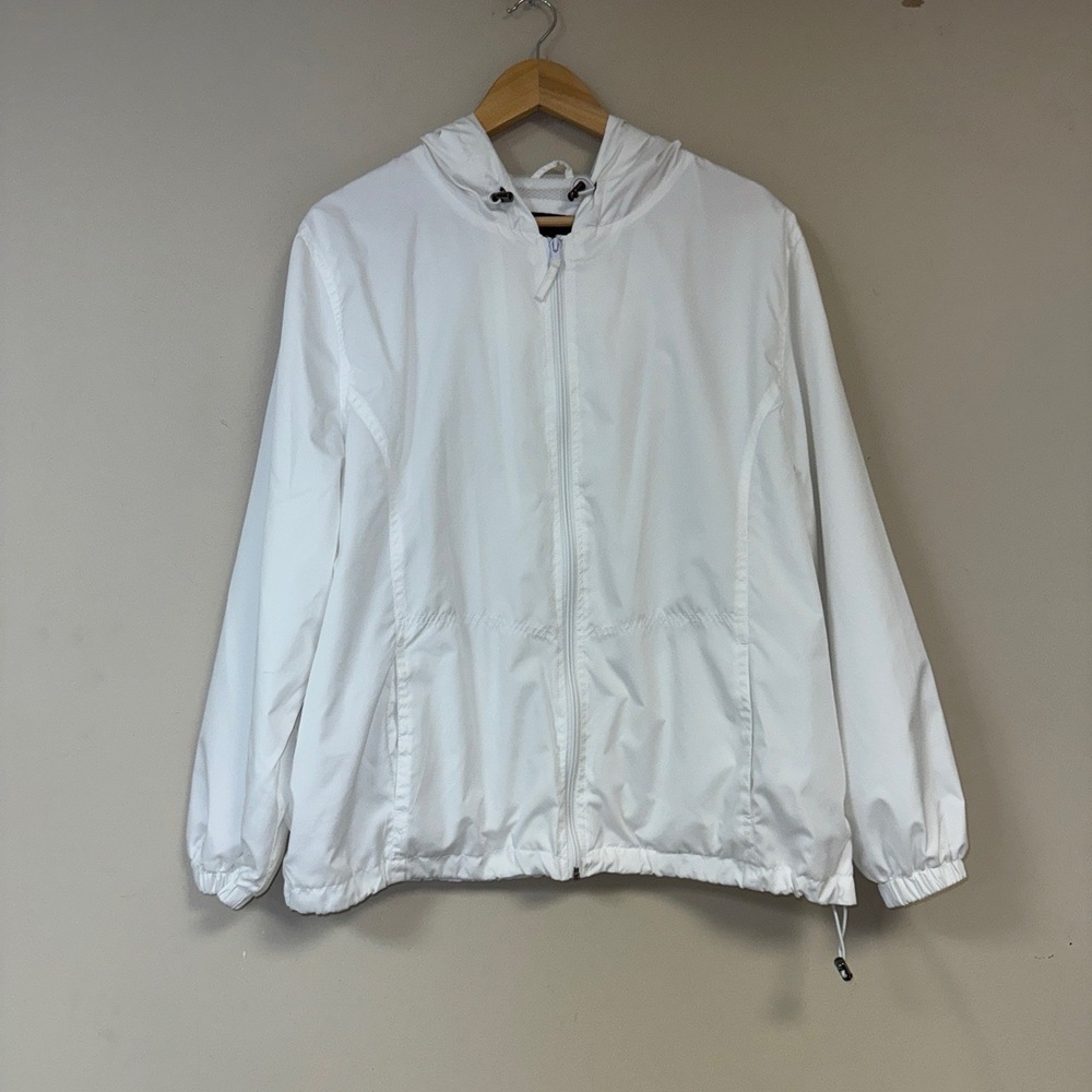 hb Sport Havre Benard White Jacket Women Large Windbreaker Hoodie Warm Up Summer